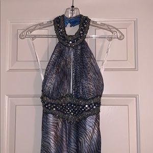 Gorgeous blue zebra print Terani gown